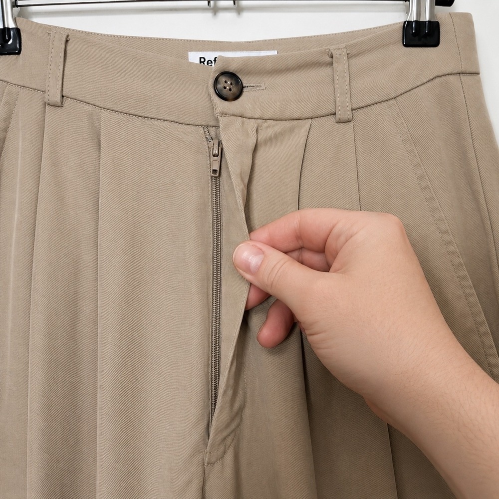 Reformation Mason Women's 0 Tan Tencel Wide Leg Trouser Office Minimal Chic - Picture 6 of 9